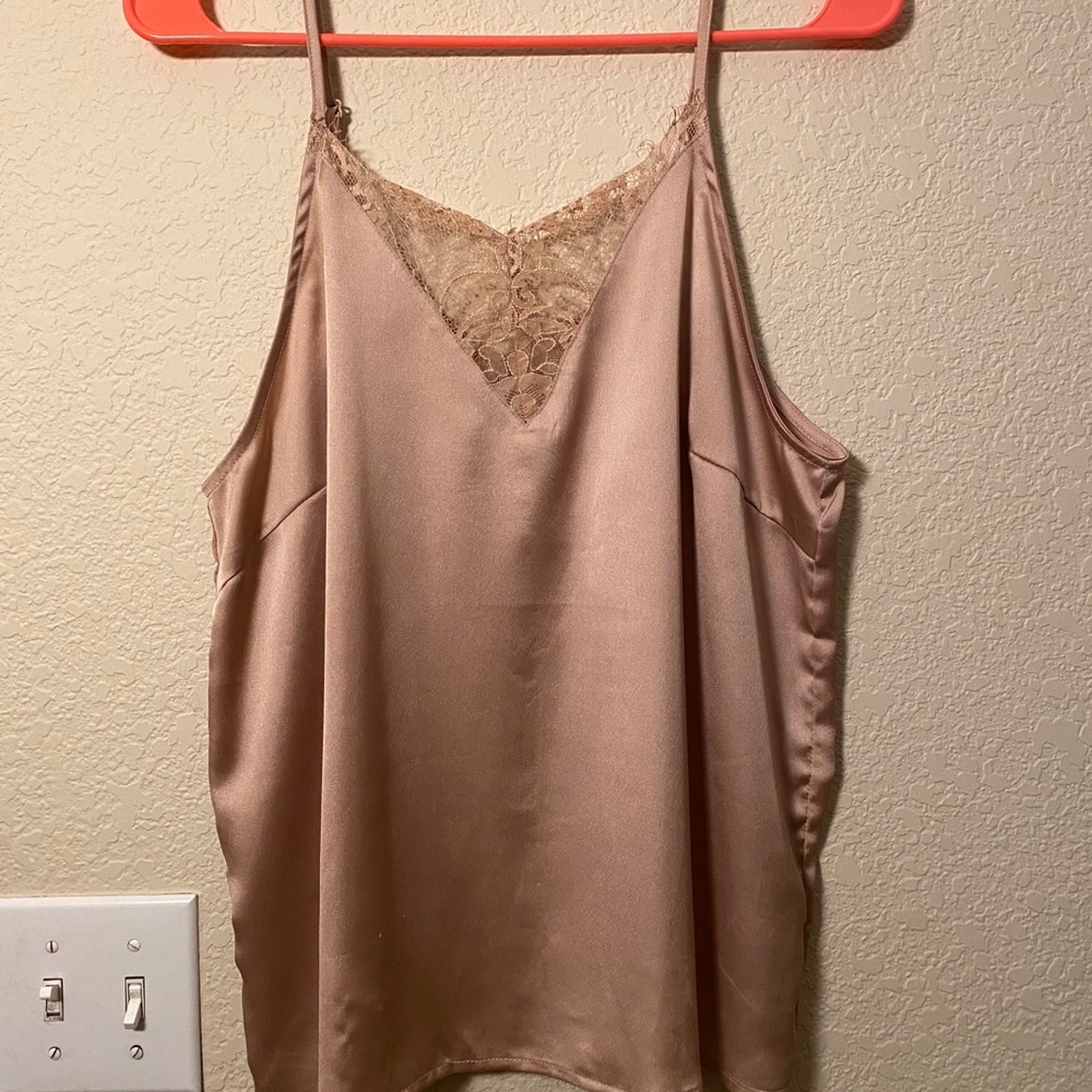 Dusty Rose silk cami with lace